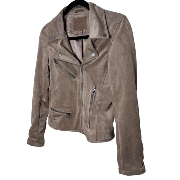 Blank NYC Faux Suede Moto Jacket - Sand Stone XS - Picture 2 of 6